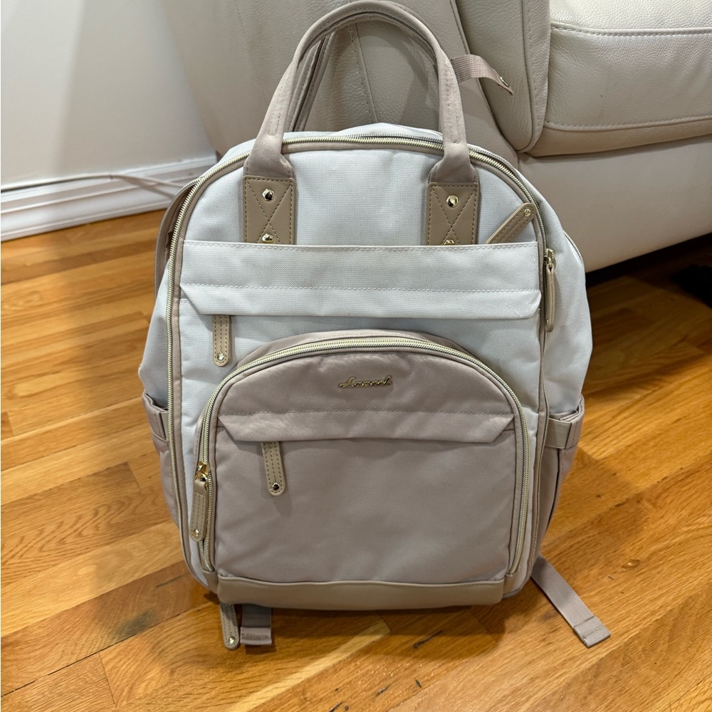 Beige and Gray Backpack /diaper bag